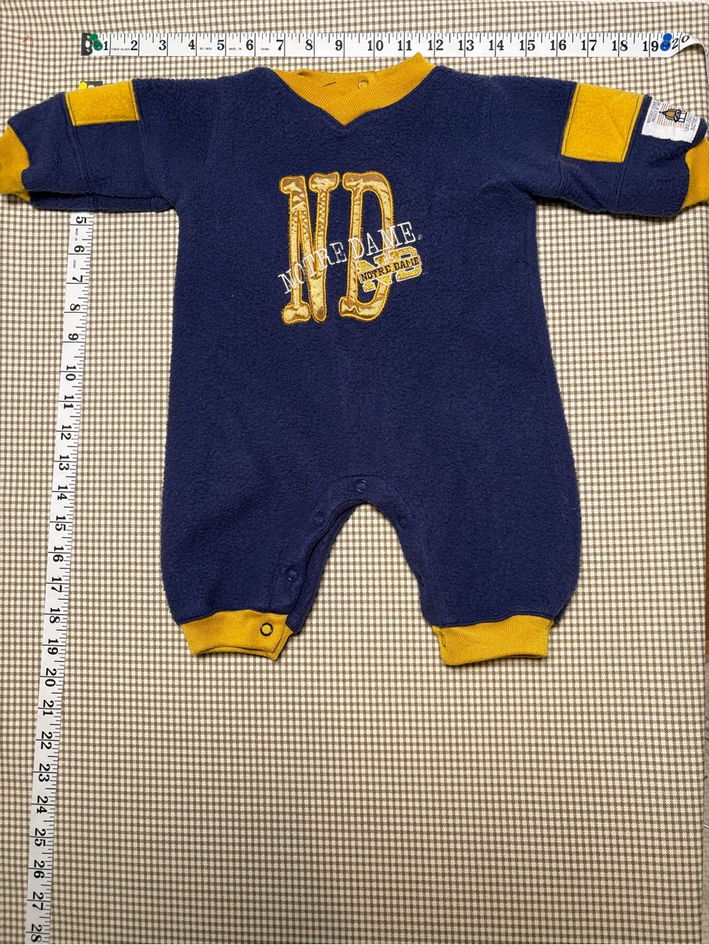 Vintage Notre Dame Fleece Romper 3-6M